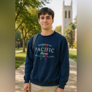 Jansport mens University of the Pacific Alumni Navy Sweater XL EUC